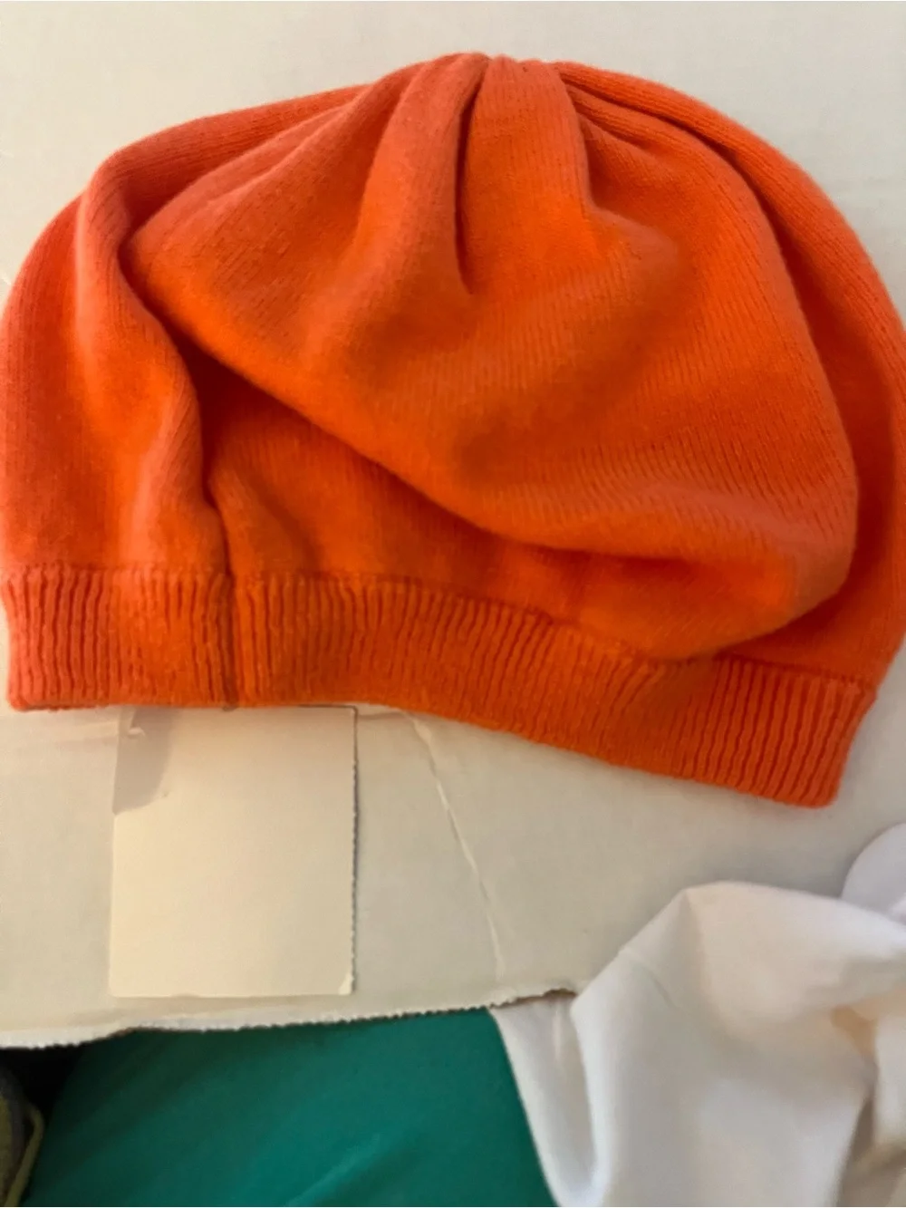 Gymboree Orange Knit Hat with Blue Flower Applique